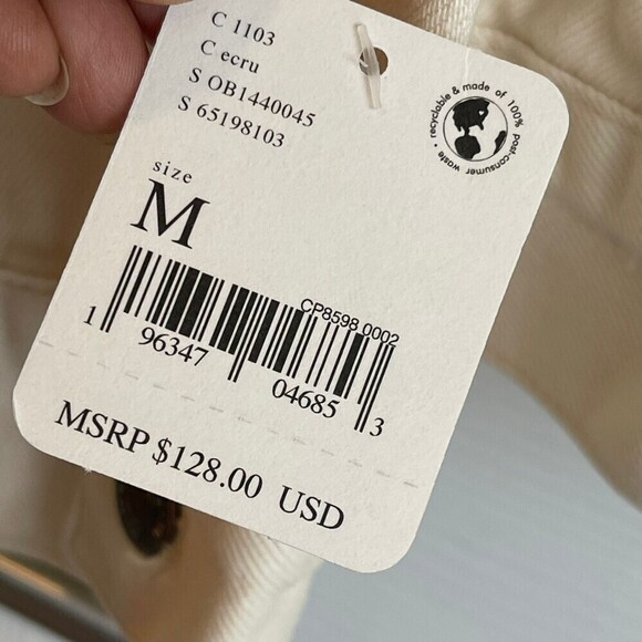 New FREE PEOPLE Women's Jolene Oversized Denim Trucker Jacket in Ecru size M - Picture 11 of 15